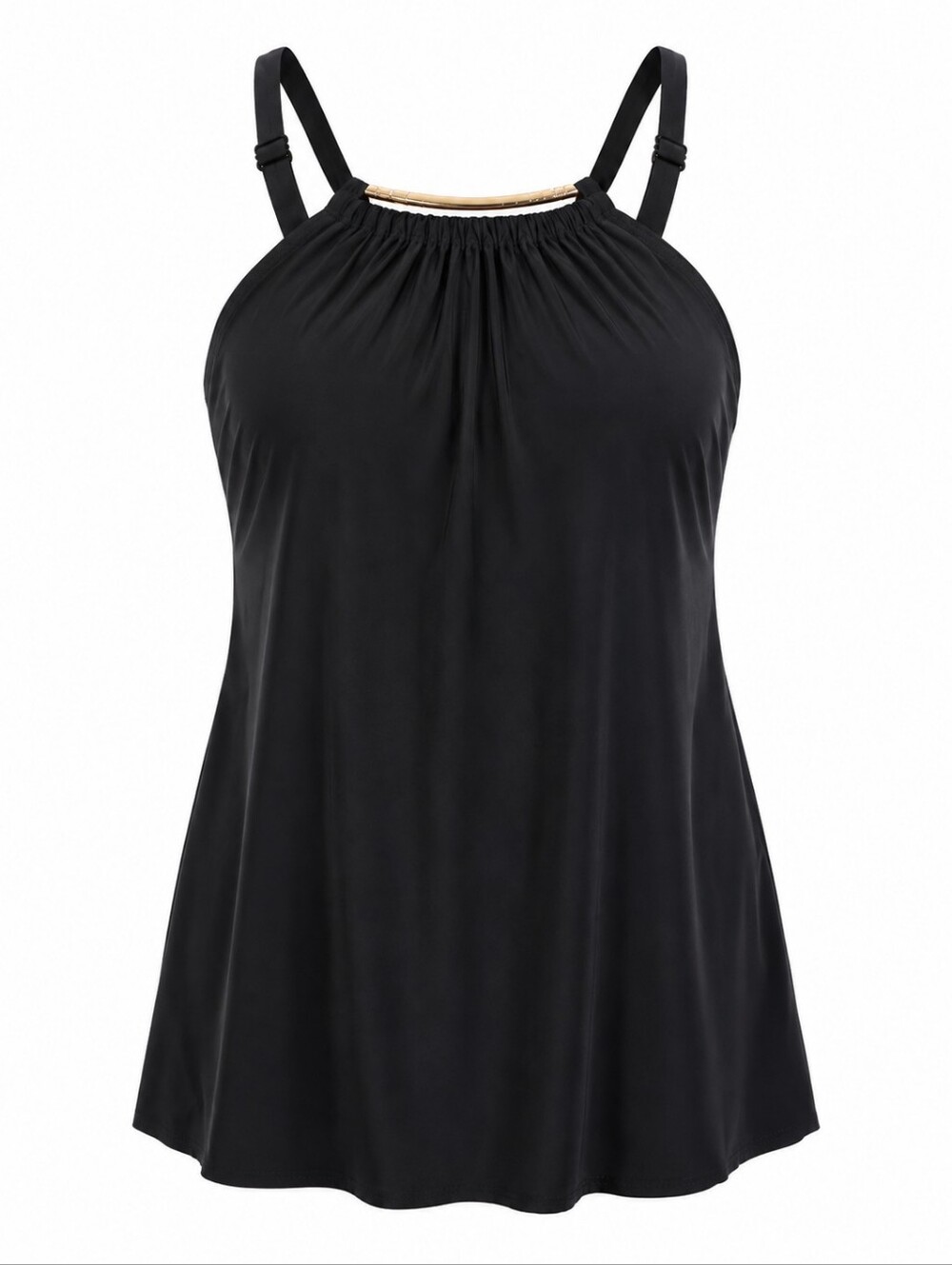 MIRACLESUIT | Parker Swimdress Black‎ Underwire Tummy Control Gold Hardware | 14